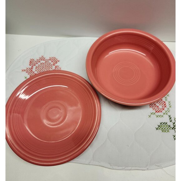 Fiestaware Plate & Bowl Set, Persimmon Coral Pink HLC Fiesta Dinnerware - Picture 1 of 4